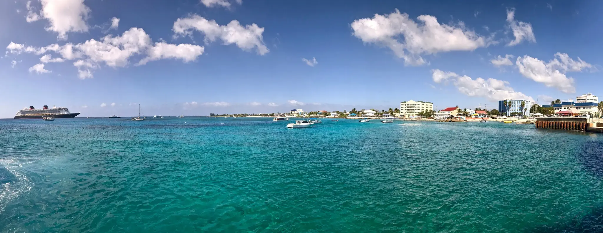 Boats and waterfront buildings in the Cayman Islands